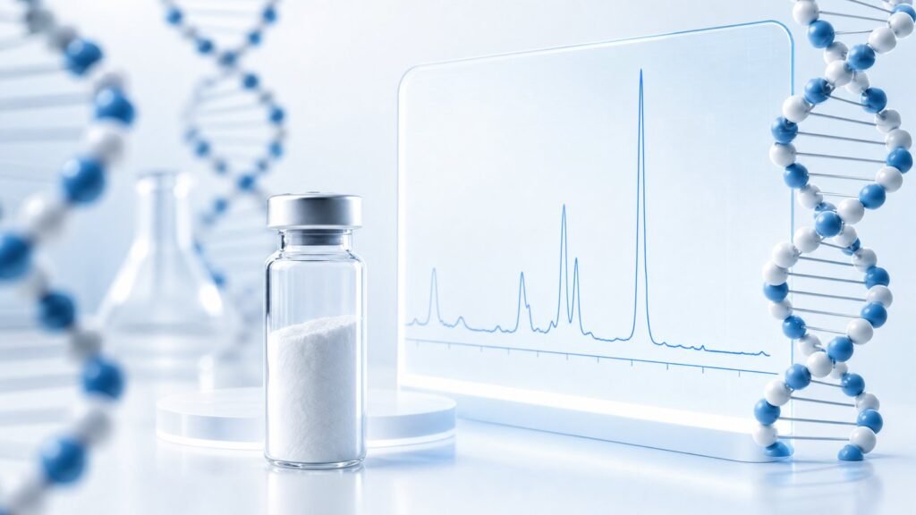 Analýza HPLC chromatogramu čistoty peptidu vo výskumnom laboratóriu